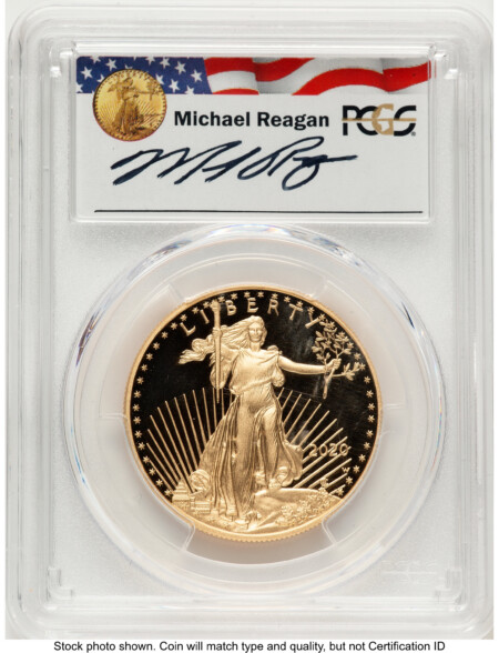 2020-W Proof Gold Eagle 1 oz FDI Reagan Legacy Series Michael Reagan 70 PCGS