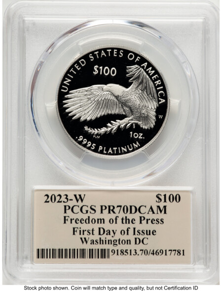 2023-W Proof Platinum Eagle 1 oz FDI Thomas Cleveland Art Deco Washington DC 70 PCGS