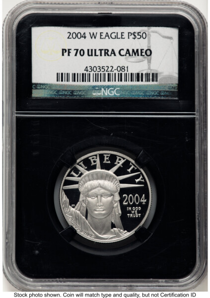 2004-W Proof Platinum Eagle 1/2 oz Black Label Blk Core 70 NGC