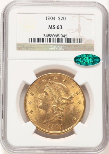 1904 $20 Liberty CAC 63 NGC
