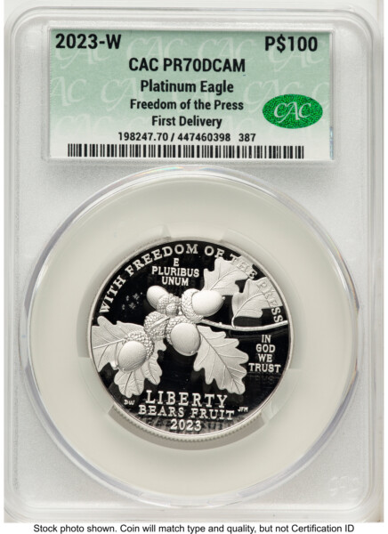 2023-W Proof Platinum Eagle 1 oz First Delivery 70 CACG