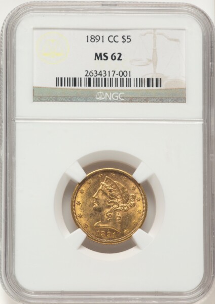 1891-CC $5 62 NGC