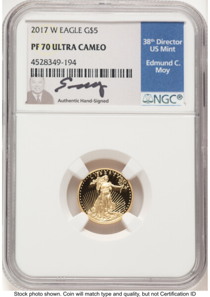 2017-W Proof Gold Eagle 1/10 oz Ed Moy 70 NGC