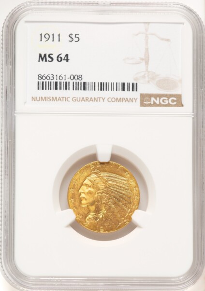 1911 $5 64 NGC