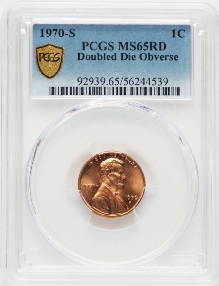 1970-S 1C Doubled Die, RD PCGS Secure 65 PCGS