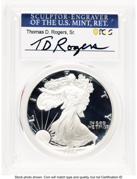 1986-S Proof Silver Eagle 1 oz TD Rogers 70 PCGS