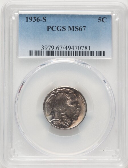 1936-S 5C 67 PCGS