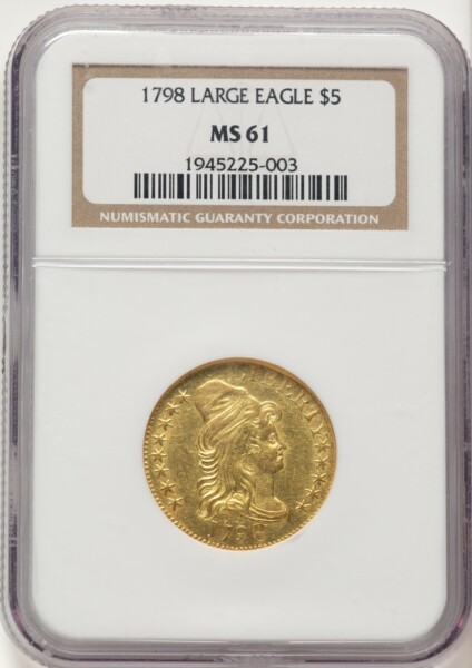 1798 $5 Lg Eagle, Lg 8, 13 Star Rev 61 NGC