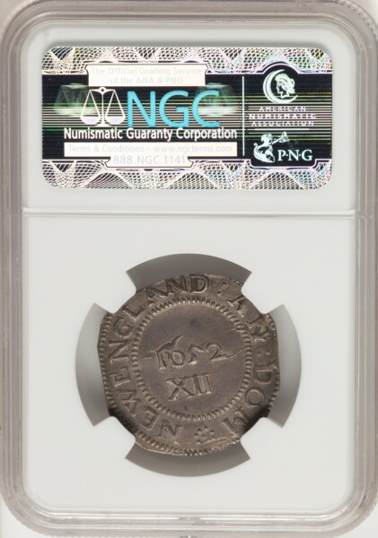 1652 Pine Tree Shilling, Large Planchet, Pellets 65 NGC