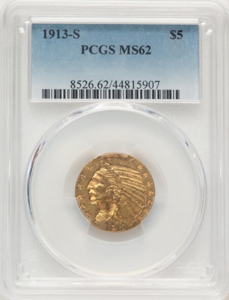 1913-S $5 Blue Gradient 62 PCGS