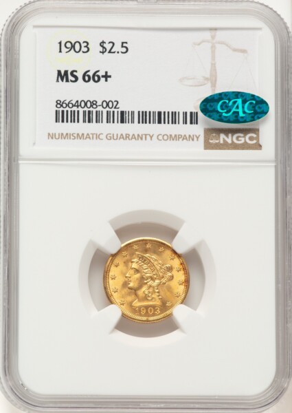 1903 $2 1/2 CAC NGC Plus 66 NGC