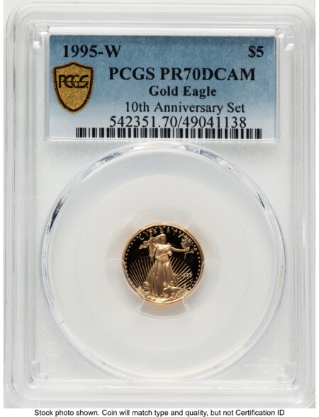 1995-W Proof Gold Eagle 1/10 oz Blue Gradient 70 PCGS