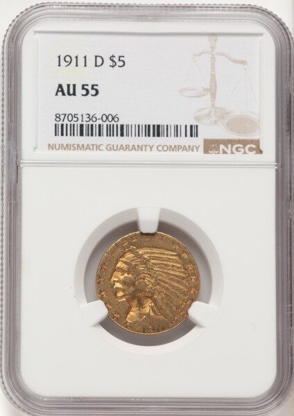 1911-D $5 55 NGC