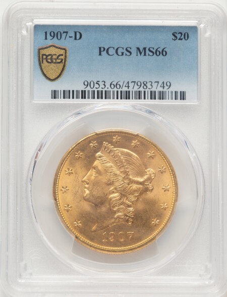 1907-D $20 PCGS Secure 66 PCGS