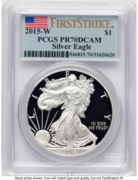 2015-W Proof Silver Eagle 1 oz FS Flag 70 PCGS