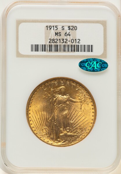 1915-S $20 CAC 64 NGC