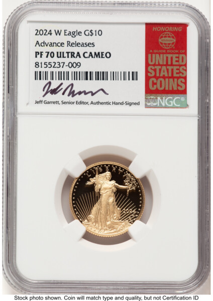 2024-W Proof Gold Eagle 1/4 oz AR Jeff Garrett Red Book 70 NGC