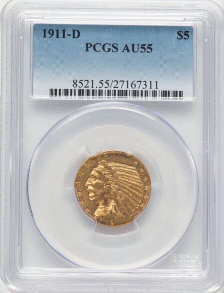 1911-D $5 55 PCGS