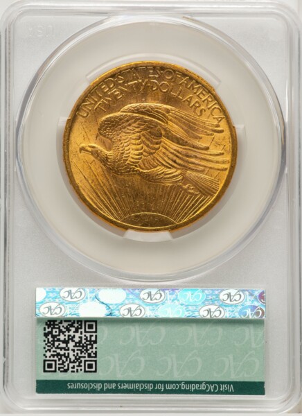 1907 $20 Saint, MS 62 CACG