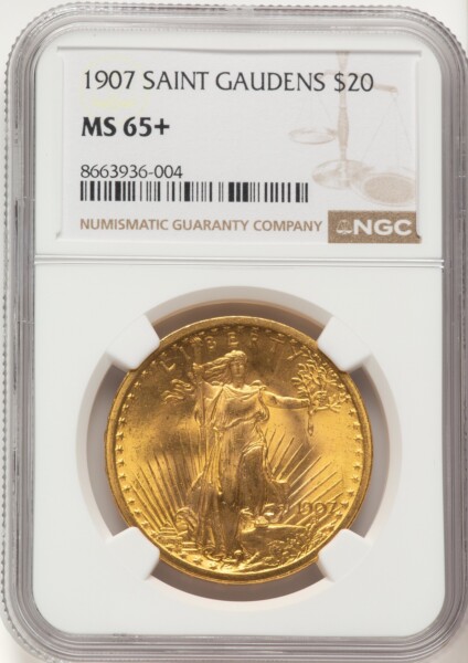 1907 $20 Saint, MS NGC Plus 65 NGC