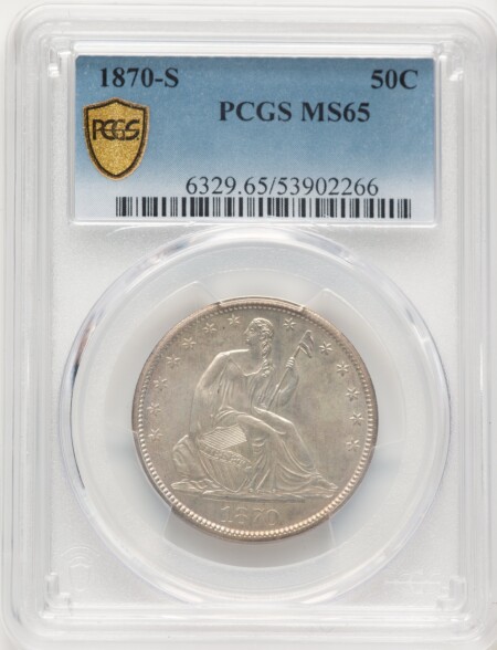 1870-S 50C, MS PCGS Secure 65 PCGS