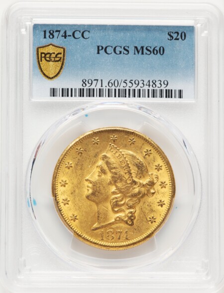 1874-CC $20 PCGS Secure 60 PCGS