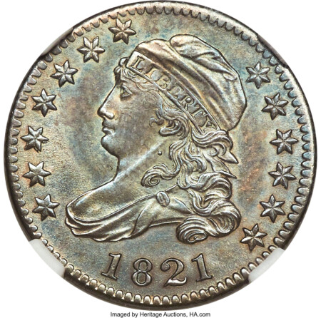 1821 10C Large Date, MS 65 NGC