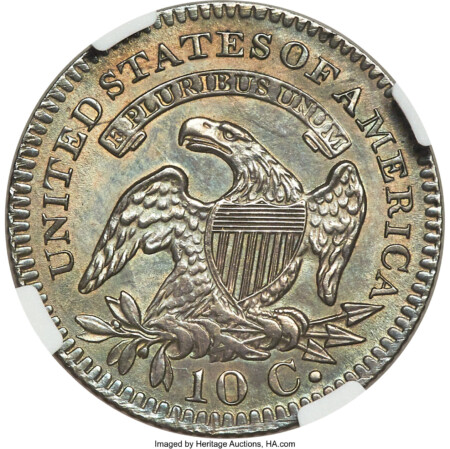 1821 10C Large Date, MS 65 NGC