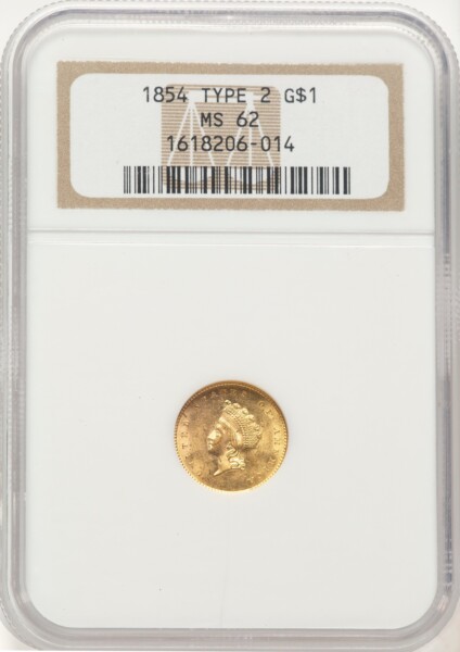 1854 G$1 Type Two 62 NGC