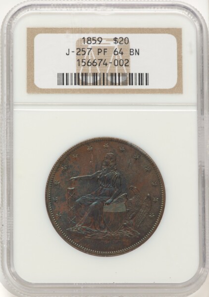 1859 P$20 J-257, BN 64 NGC