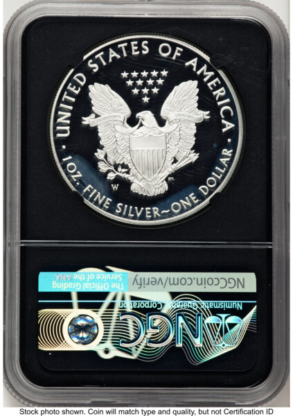 2020-W Proof Silver Eagle 1 oz FDI Eagle Ribbon Label 70 NGC