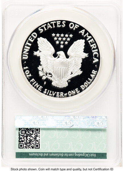 1986-S Proof Silver Eagle 1 oz Non Designation 70 CACG