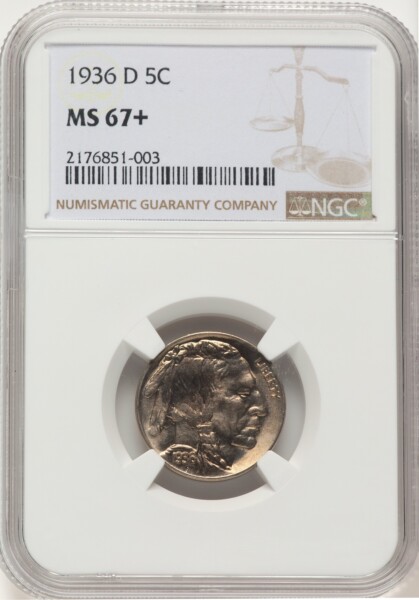 1936-D 5C NGC Plus 67 NGC