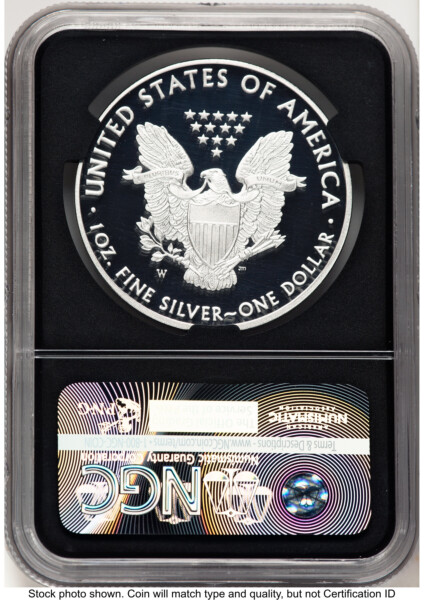 2016-W Proof Silver Eagle 1 oz FDI Elizabeth Jones Blk Core 70 NGC