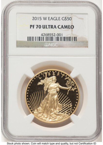2015-W Proof Gold Eagle 1 oz Brown Label 70 NGC