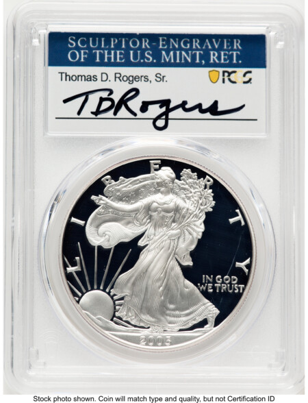 2005-W Proof Silver Eagle 1 oz TD Rogers 70 PCGS