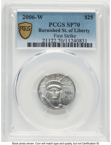 2006-W Burnished Platinum Eagle 1/4 oz FS Blue Gradient 70 PCGS