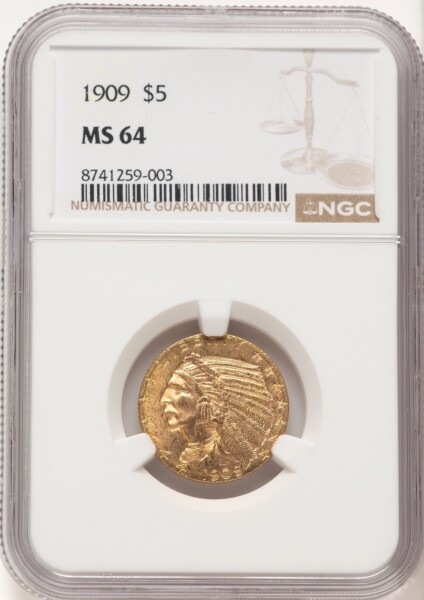 1909 $5 64 NGC