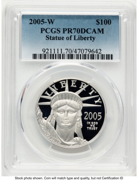 2005-W Proof Platinum Eagle 1 oz Blue Gradient 70 PCGS