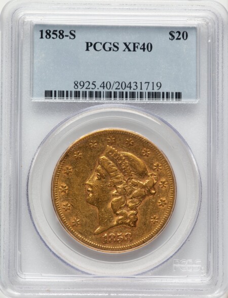 1858-S $20 40 PCGS