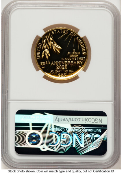 2020-W 1/2 oz Proof Gold End of World War II 75th Anniversary FDI V-Day Label 70 NGC