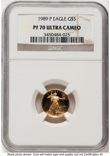 1989-P Proof Gold Eagle 1/10 oz Brown Label 70 NGC