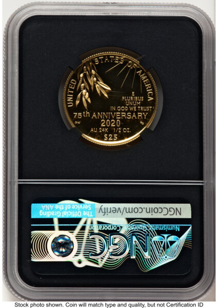 2020-W 1/2 oz Proof Gold End of World War II 75th Anniversary ER Ed Moy Blk Core 70 NGC