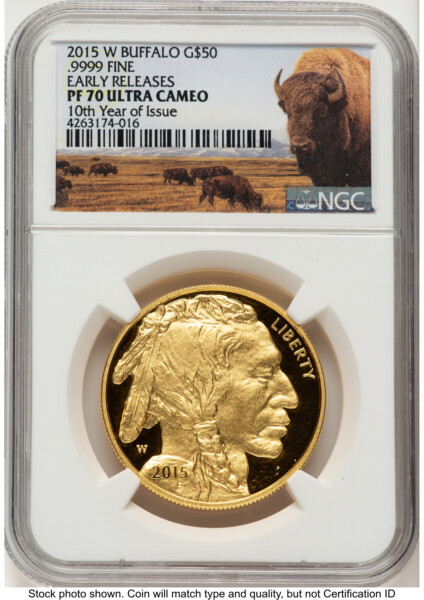 2015-W Proof Gold Buffalo 1 oz ER Bison Label 70 NGC