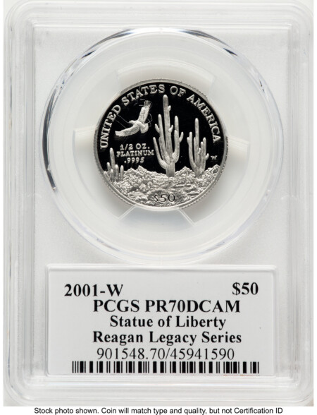 2001-W Proof Platinum Eagle 1/2 oz Reagan Legacy Series Michael Reagan Picture 70 PCGS