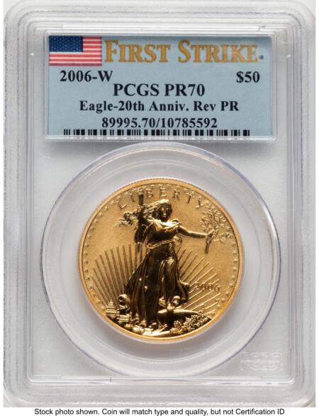 2006-W Reverse Proof Gold Eagle 1 oz FS Flag 70 PCGS