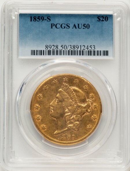1859-S $20 50 PCGS