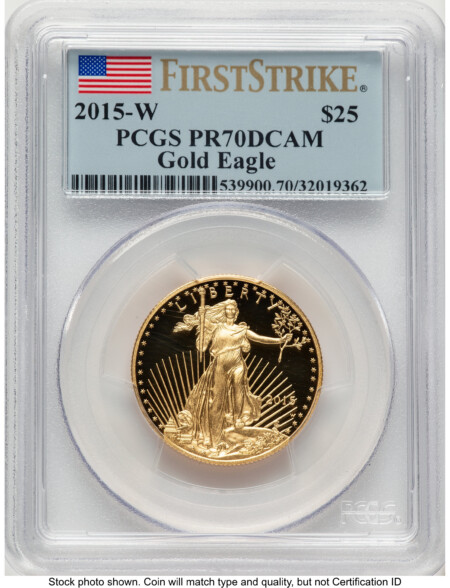 2015-W Proof Gold Eagle 1/2 oz FS Flag 70 PCGS