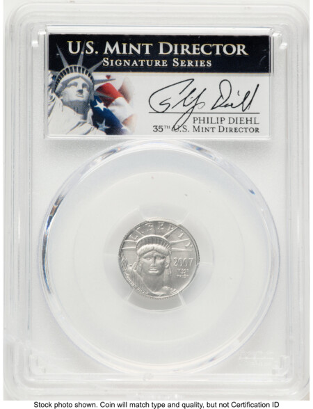 2007-W Burnished Platinum Eagle 1/10 oz Philip Diehl 70 PCGS