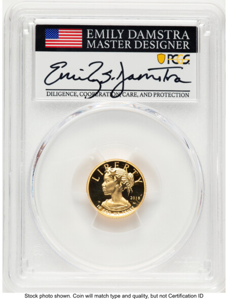 2018-W G$10 American Liberty High Relief, DC WP Mint Hoard Emily Damstra 70 PCGS